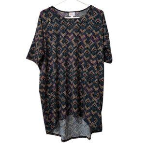 LuLaRoe T Shirt‎ Size Small High Low Short Sleeve Geometric Stretch Teacher
